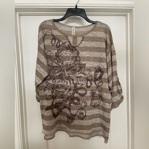 California Bloom 3/4 sleeve knit top size Large